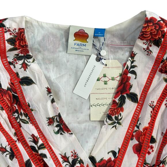 Farm Rio x Anthropologie Women's Floral Wrap Blouse Size M - Picture 6 of 9